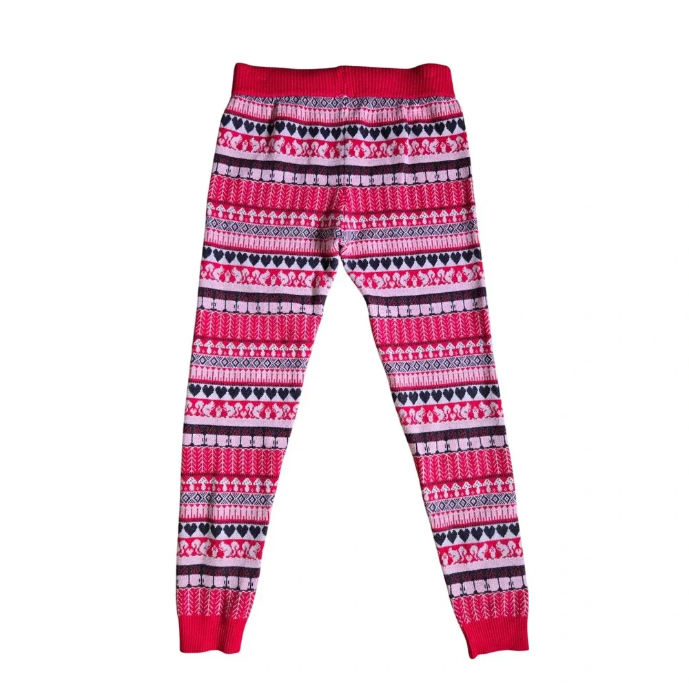 Free People FaLaLa Leggings Red Combo Fair Isle Knit S Cozy Christmas Nordic Ski